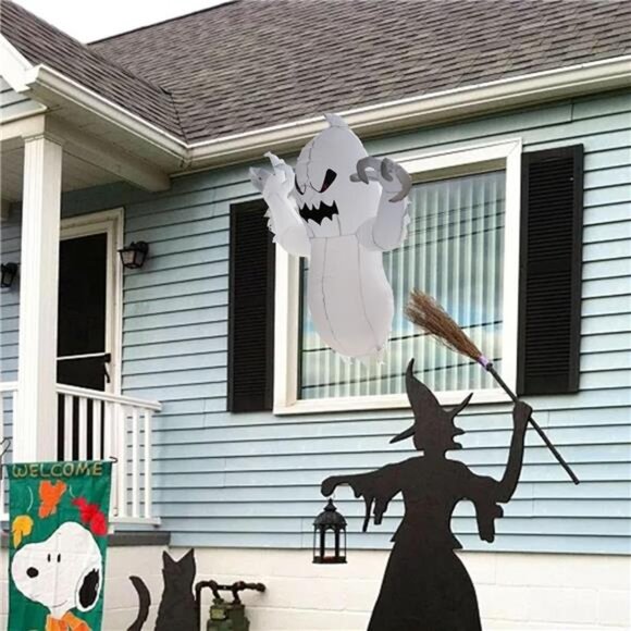 4.6 FT Halloween Inflatable Ghost with Build-in LEDs, Blow Up Flying Ghost - Picture 5 of 7